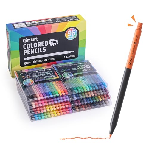 3.0mm Mechanical Colored Pencils Set, Pack of 96 | Soft Core Oil-Based, Click-to-Advance Lead, Include Sharpener,Assorted Colors,Art Supplies for Coloring, Sketching, Drawing - color: 96 Colors New