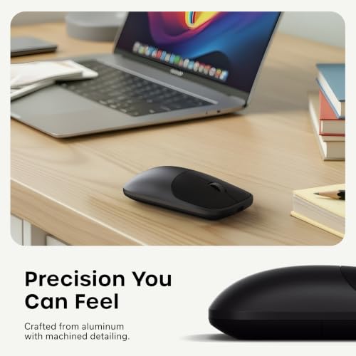 Satechi Slim EX Wireless Mouse, Multi-Device Bluetooth & 2.4GHz Connection for macOS, Windows, iPadOS, and Android, Quiet Clicks, Anodized Aluminum Shell, USB-C Rechargeable Battery, Space Black - color: Space Black