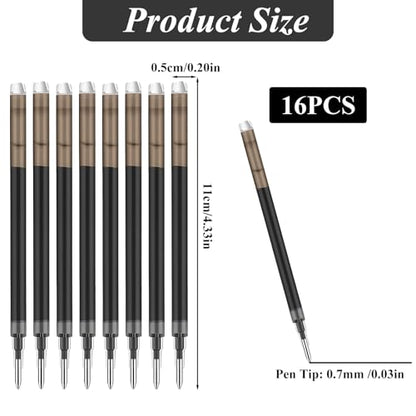 0.7 mm Erasable Gel Ink Pen Refills Compatible with Frixion Friction, Smooth Writing Multicolor Retractable Fine Point Pen Refill for School Office Home Art (Black, 16) - style: Black
