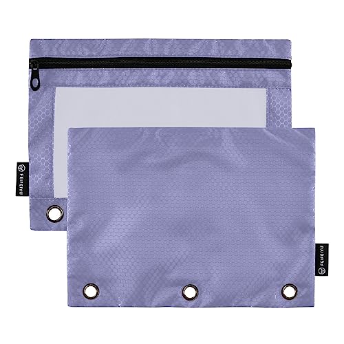 MCHIVER Purple Pencil Pouch for 3 Ring Binder Pencil Pouches with Zippers Clear Window Binder Pockets Pencil Bags for Daily Organzier Office Work 2 Packs - color: Purple