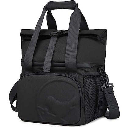 SUNNY BIRD Dual Compartment Lunch Bag Insulated Lunch Box for Women and Men (Black 01) - color: Black 01