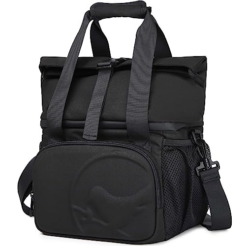 SUNNY BIRD Dual Compartment Lunch Bag Insulated Lunch Box for Women and Men (Black 01) - color: Black 01