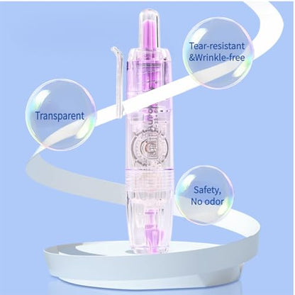 Refillable Correction Tape, 157 ft Total – 2 Pre-Filled Dispensers + 6 Snap-In Refills, School & Office Supplies, Pink &Purple - color: Pink+Purple