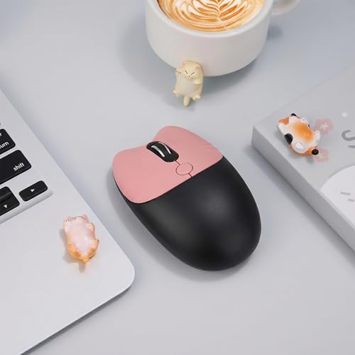 Cute Cat 2.4G USB Wireless Keyboard and Mouse Combo, Silent Keys, Candy Colors, Compatible with Notebook, PC (BlackPink-84Keys) - color: BlackPink-84Keys