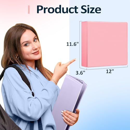 Sooez BinderX Extra Durable 3 Inch 3 Ring Binder, D-Ring Large Binders, Holds 670 Sheets of 8.5x11 Paper, Customizable View Cover with 2 Inside Pockets, School & Office Supplies, Lavender | Holds 670-Sheet of 8.5x11 Paper, Extra Durable, PVC-Free, Clear V