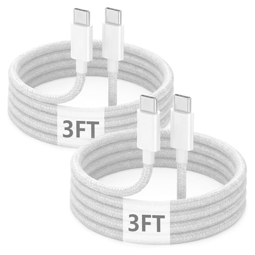 USB C to C Charger Cable, 60W, 3FT, 2-Pack, Gray | Fast Charging, Braided Nylon, for iPhone 17/16/15, MacBook iPad, Galaxy S25/S24 - color: Gray, size: 3FT+3FT