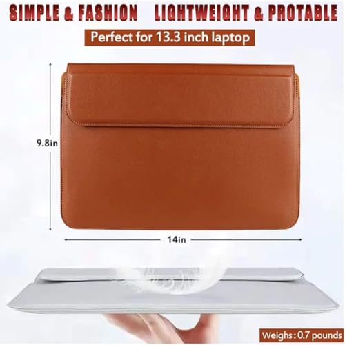 Brown Laptop Sleeve 11-13.3 Inch ONLY MacBook Air 13.3" 13.6" Pro 13.3" A1466 A1932 A2179 A2337 A2681 A3113 Dell XPS 13 HP EliteBook 830 Lenovo Yoga Pro Business, Not for 14-16” - color: Brown, size: Size Small-Med 11-13.3 inch
