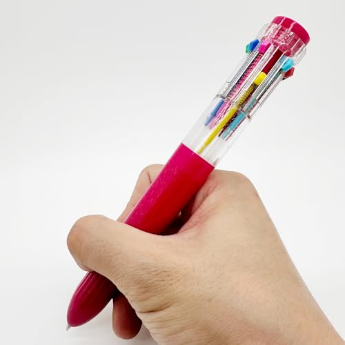 HeTaoCat 3-Pack 10-in-1 Retractable Ballpoint Pen, 0.5mm (Red) - color: Red