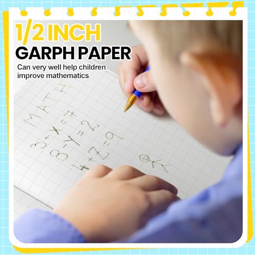 Ctosree 3 Pcs Primary Graph Paper for Kids 1/2 Inch Squares Elementary Math Graph Paper Composition Notebook 8.5 x 11 Inches Quad Ruled Grid Notebook for Kids K-2 School Supplies - size: 1/2 Inch
