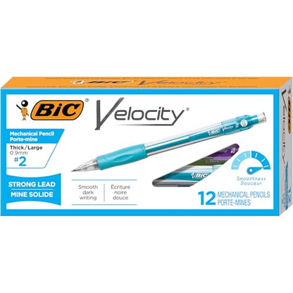 BIC Velocity Strong Lead Mechanical Pencils, Thick Point (0.9 mm), School Supplies for Students and Teachers, 12-Count Pack - style: Thick Point