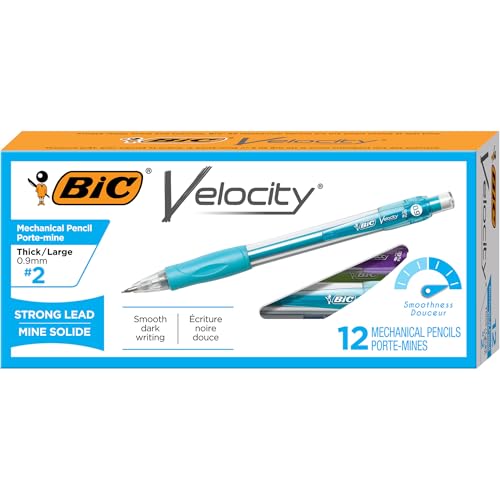 BIC Velocity Strong Lead Mechanical Pencils, Thick Point (0.9 mm), School Supplies for Students and Teachers, 12-Count Pack - style: Thick Point