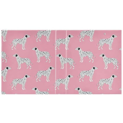 Black Dot Dalmatian Dog Pink Binder 1.5 Inch Binder with Clipboard&Pockets, Hardcover Binders 3 Ring, Heavy Duty Large File Folder for Office School Supplies - Holds 200 Sheets - color: Pink Bg Black Dot Dalmatian Dog, size: 1 Pack-12.4x10.63in