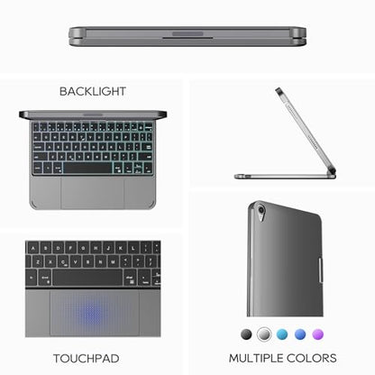 edaiser Swivel Keyboard Case iPad mini 7th A17 Pro & 6th Generation Gray | 360 Degree Rotatable Protective Cover | Compact Bluetooth Keyboard | Trackpad | RGB Backlit | Flexible Use for Kids/Students - color: Space Gray, size: iPad Mini (7th-6th)