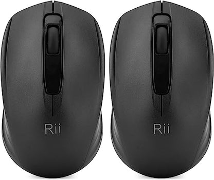 Rii Wireless Mouse,2.4G Portable Computer Mice for PC, Laptop, Windows,Office Included Wireless USB dongle (2-Pack(Black)) - color: 2-Pack(Black)