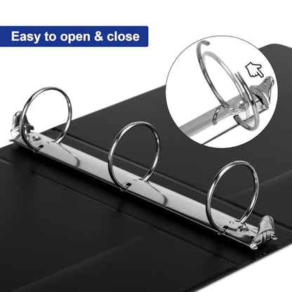 3 Ring Binder 2 Inch, ViVin Sturdy 2"-Round Ring Binder with 2 Interior Pockets, Clear View Cover, PVC-Free, Fits 400 Sheets of 8.5'' x 11'' Paper, Office Home School (6 Pack, Black) - color: Black, size: 2 Inch, style: 6 Pack