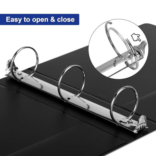 3 Ring Binder 2 Inch, ViVin Sturdy 2"-Round Ring Binder with 2 Interior Pockets, Clear View Cover, PVC-Free, Fits 400 Sheets of 8.5'' x 11'' Paper, Office Home School (6 Pack, Black) - color: Black, size: 2 Inch, style: 6 Pack