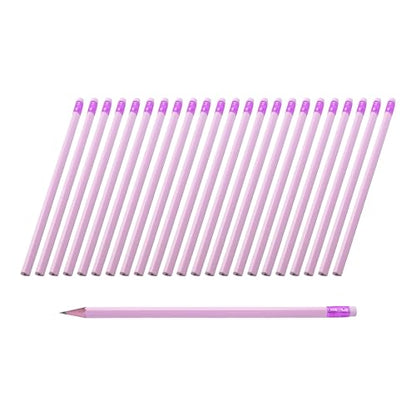 24Pcs HB Graphite Triangular Grip Wood Pencils with Eraser for School, Drawing and Sketching, and Office Use(Purple) - color: Purple
