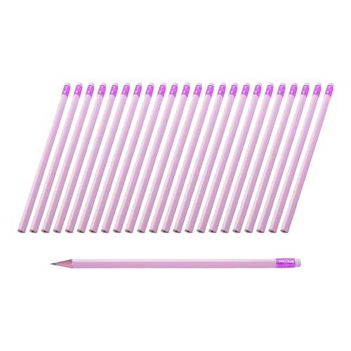 24Pcs HB Graphite Triangular Grip Wood Pencils with Eraser for School, Drawing and Sketching, and Office Use(Purple) - color: Purple