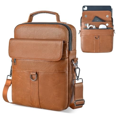 12.9-13 Inch iPad Carrying Leather Bag for 2026 2025 13 inch iPad Air M4 M3 & iPad Pro M4 M5 with Magic Keyboard, iPad Pro 12.9, Travel Shoulder Sleeve Case, Brown - color: Brown, size: 13 Inch
