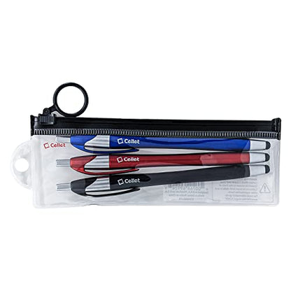Cellet Black Touch Screen Stylus Pen and Ink Pen Combo Compatible to iPhones, iPads, iPad Air, iPad min, iPad Pro, Samsung Galaxy Tablet and All Smartphones (3 Pack)