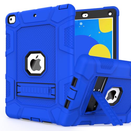 iPad 6th Generation Cases, iPad 5th Generation Case, iPad 9.7 Case, Hybrid Shockproof Rugged Drop Protection Cover Built with Kickstand for iPad 9.7 inch A1893 / A1954 / A1822 / A1823 (Blue+Black) - color: Blue+Black