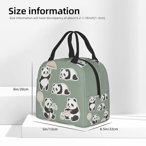 Panda Lunch Box - Insulated Lunch Bags for Women/Men Little Panda Collection Reusable Lunch Tote Bags, Perfect for Office/Camping/Hiking/Picnic/Beach/Travel - color: Panda