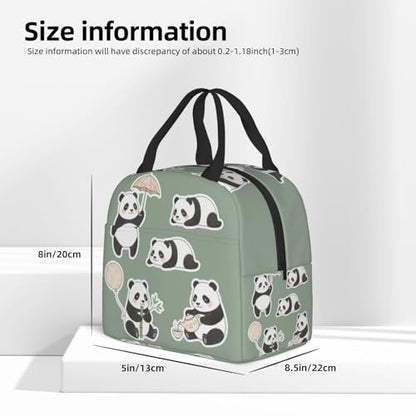 Panda Lunch Box - Insulated Lunch Bags for Women/Men Little Panda Collection Reusable Lunch Tote Bags, Perfect for Office/Camping/Hiking/Picnic/Beach/Travel - color: Panda