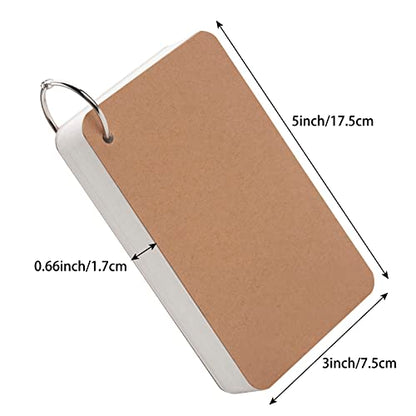 3x5 Blank Index Cards Study Flash Cards with Rings, 300PCS Rounded Hole-punched White Cardstock Heavy Weight Note Cards, Language FlashCards or Recipes DIY
