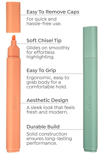 BLIEVE Bible Highlighters No Bleed Through, Chisel Tip, 5 Pack - color: PASTEL