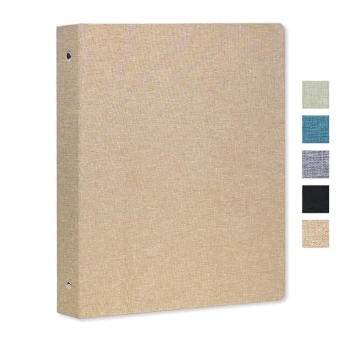 3 Ring Binder 1 Inch, Linen Binder for 8.5" x 11" Paper - Professional Planner with 2 Interior Pockets for School, Office, and Home Organization - color: Khaki, size: 1 Pack