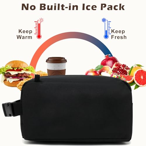 FlowFly Small Insulated Lunch box Portable Soft Bag Mini Cooler Thermal Meal Tote Kit with Buckle for Work, BlackWithBuckle - color: BlackWithBuckle