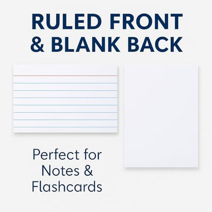 WritePads Index Cards Bulk Heavy Weight Lined Flash Index Card Wide Ruled Study Cards Blank Back Bulk Pack of 2400 Notecards (24pk of 100) for Studying School Home Office Made in USA(3x5) - color: White 3x5-24 Pack
