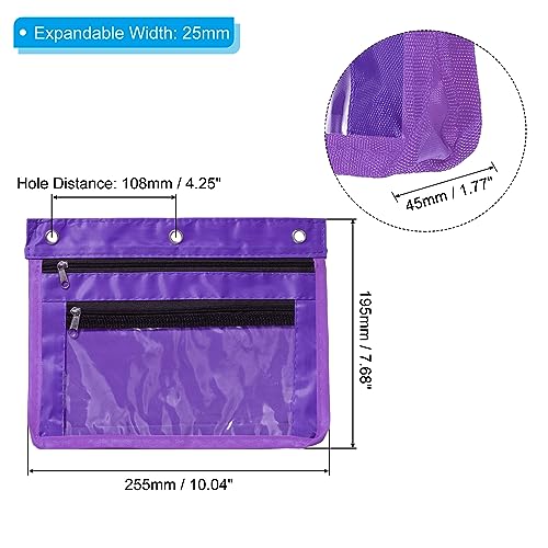 PATIKIL Expandable Pencil Pouch for 3 Rings Binder, 1 Pack Oxford Cloth Large Capacity Zipper Binder Pouch Pencil Case for Office Home, Purple - color: Purple
