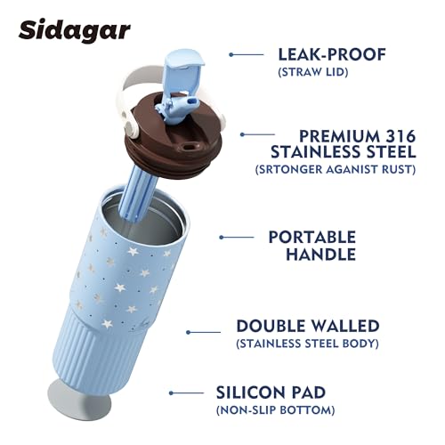 26oz Insulated Water Bottle with Straw and Spout Lid, 316 Stainless Steel, 24H Cold 12H Hot, 100% Leakproof Tumbler for Car Cup Holder Gym Travel Office, Star Charm Aesthetic Starry Blue Gift - color: Starry Blue