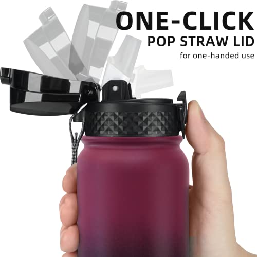 Fanhaw 20 Oz Kids Insulated Stainless Steel Water Bottle with Straw Lid, Leakproof & Anti-Dust Everyday Use Bottle for School, Women & Men, Back to School Essentials (Red Black) - color: Red Black, style: 20 Ounces