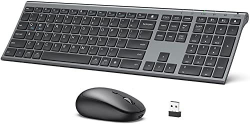 iClever DK03 Bluetooth Keyboard and Mouse, Rechargeable Dual-Mode (Bluetooth 4.2 + 2.4G) Wireless Keyboard and Mouse Combo, Ultra-Slim Multi-Device Keyboard for Mac, iPad, Apple, Android, Windows