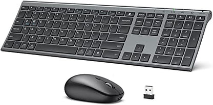 iClever DK03 Bluetooth Keyboard and Mouse, Rechargeable Dual-Mode (Bluetooth 4.2 + 2.4G) Wireless Keyboard and Mouse Combo, Ultra-Slim Multi-Device Keyboard for Mac, iPad, Apple, Android, Windows