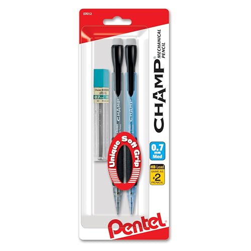 Pentel Champ Starter Set with Automatic Pencil and Lead, (0.7mm), Assorted Barrel Colors, Color May Vary, Pack of 2 (A27CBP) - color: Blue, size: 1 Count (Pack of 1), style: 0.7 mm