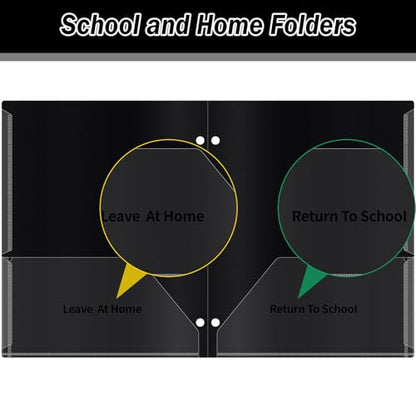 30 Pcs 3 Hole Punch Parent Teacher Communication Folders with Clear Front Pockets for 3 Ring Binders, 2 Pockets Homework Take Home Plastic Folders Classroom Folder for Kid Student ﻿ (30, Black) - color: Black