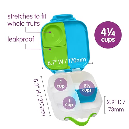 b.box Mini Lunch Box + Snack Containers for Kids 2-Pack - 4.25 + 1.75 Cups, Leakproof Bento Box for Kids, Lunch Containers for School, Dishwasher Safe, BPA Free, PFAS Free, Ages 3+ - Ocean Breeze - color: Ocean Breeze