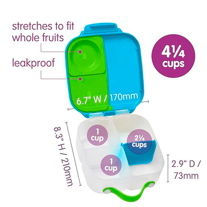 b.box Mini Lunch Box + Snack Containers for Kids 2-Pack - 4.25 + 1.75 Cups, Leakproof Bento Box for Kids, Lunch Containers for School, Dishwasher Safe, BPA Free, PFAS Free, Ages 3+ - Ocean Breeze - color: Ocean Breeze