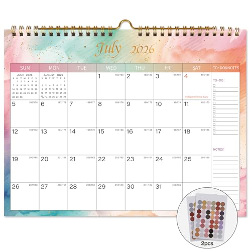 Lbylyhxc 2026-2027 Calendar - Includes July 2026 to December 2027-18 Monthly Wall Calendar 2026-2027, 11 x 8.5 Inches.Thick Paper with Julian Dates and Block for New Year and Christmas Presents (Colorful) - color: Colorful