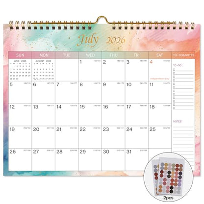 Lbylyhxc 2026-2027 Calendar - Includes July 2026 to December 2027-18 Monthly Wall Calendar 2026-2027, 11 x 8.5 Inches.Thick Paper with Julian Dates and Block for New Year and Christmas Presents (Colorful) - color: Colorful