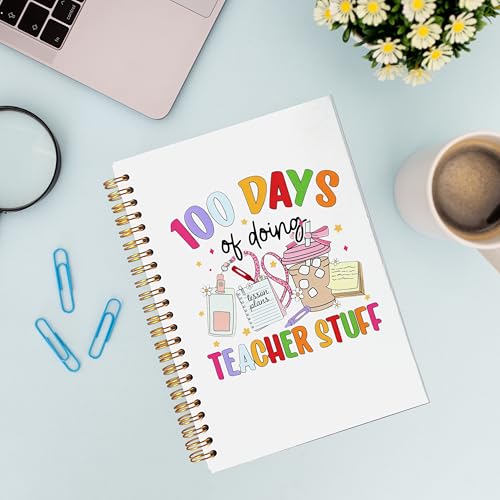 VNWEK Boho Trendy Teacher Spiral Notebook Journal 5.5 x 8.3 Inch, Teachers Appreciation Gifts for Women, 100 Days of Doing Teacher Stuff Colorful Lined Hardcover Spiral Notebook - color: jsj-notebook-8