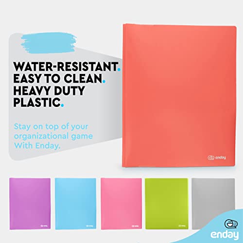 Plastic Folders with Pockets and Prongs Red - Two Pocket Folder with Brads - 3 Prong Folders with Pockets for Letter Size Sheets, Also Available in Blue, Green, Purple, Pink, and Grey, 1 Pc –by Enday - color: Red, size: 1