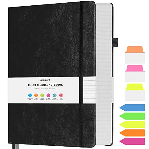 College Ruled Notebook B5, 312 Numbered Pages Diary, Lined Leather Journal | Extra-Thick with 2X Writing Space, 100gsm No Bleed Paper, Hardcover, Lay-Flat, for Work, School, Meeting Notes & Journaling - color: Black, size: B5