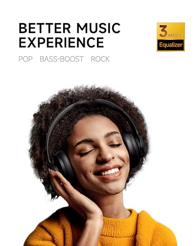 Picun B8 Bluetooth Headphones, 120H Playtime Headphone Wireless Bluetooth with 3 EQ Modes, Low Latency, Hands-Free Calls, Over Ear Headphones for Travel Home Office Cellphone PC Black - color: Black