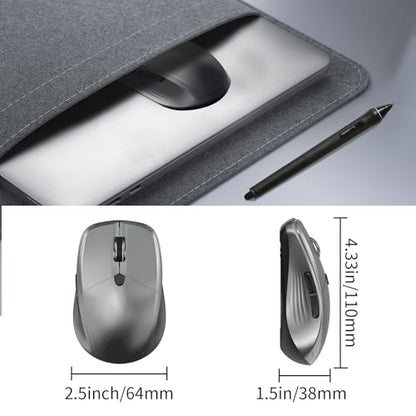 Small Wireless Ergonomic Computer Mouse for Laptop PC Desktop Chromebook | Silent Cordless Mice with Side Buttons, USB Receiver, 1000/1600/2400 DPI, Quiet Click, for Small to Medium-Sized Hands - Grey