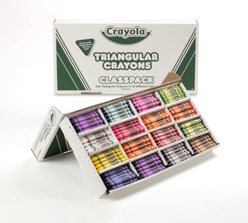 Crayola Triangular Crayon Classpack, 16 Assorted Toddler Crayons, Anti Roll, Bulk School Classroom Essentials, Preschool & Kindergarten Must Haves, 256 Count, (Pack of 2) - size: 256 Count (Pack of 2)