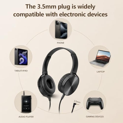 8 Pack Classroom Headphones Bulk, Headphones for Kids, Students On Ear Headsets, 3.5mm Jack Over-Ear Headphones Wired School Supplies, Adjustable Fit